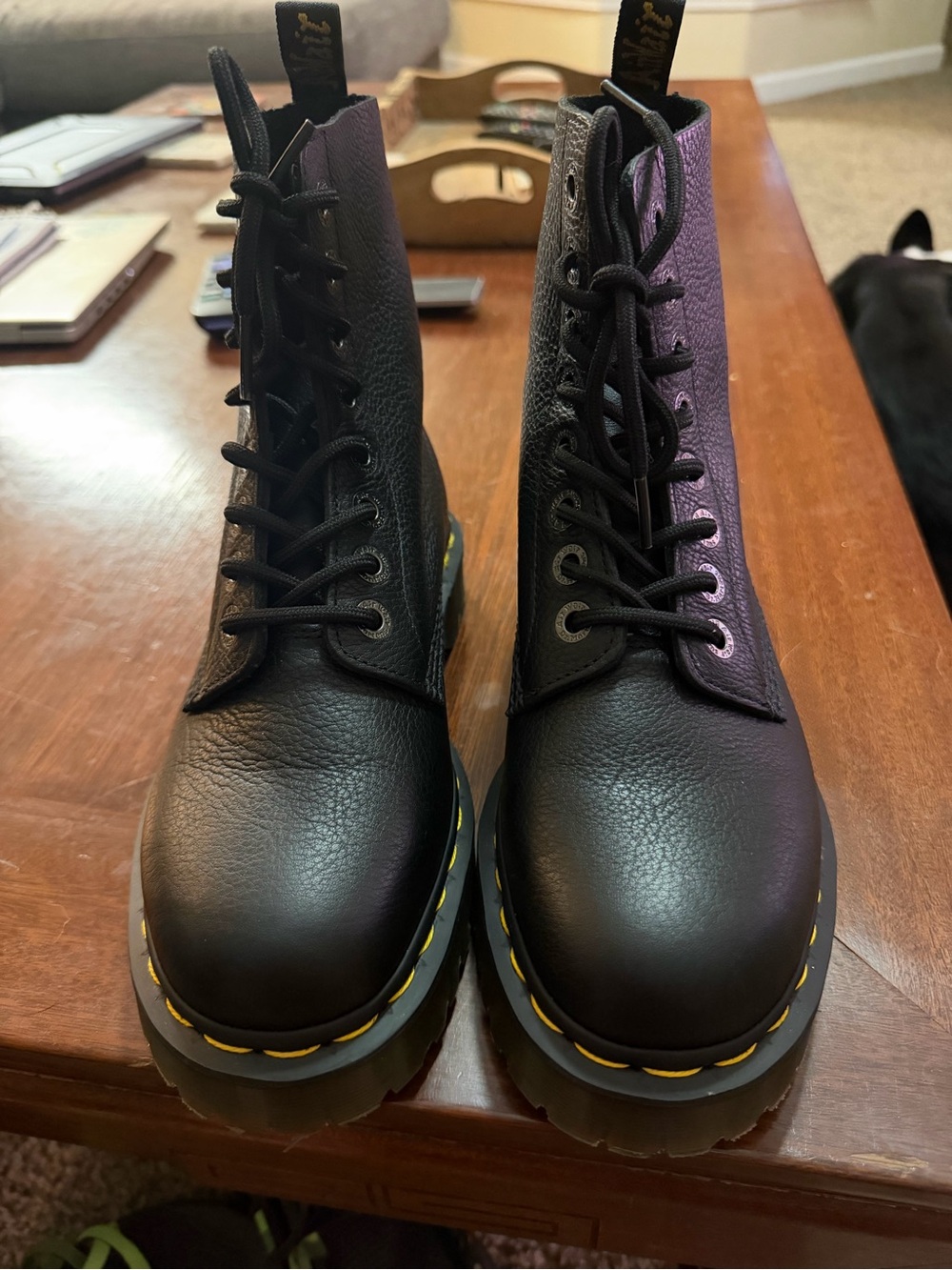Black Doc Marten Boots with Pisa leather